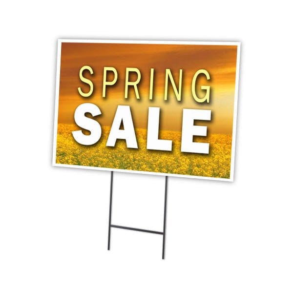Spring Sale Yard Sign & Stake outdoor plastic coroplast window, C-1216-DS-Spring Sale